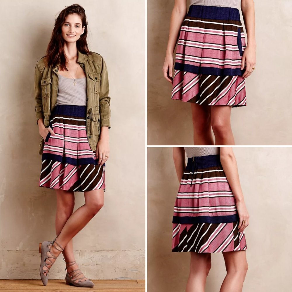 Anthropologie Maeve Ellery‎ Striped Lined Skirt